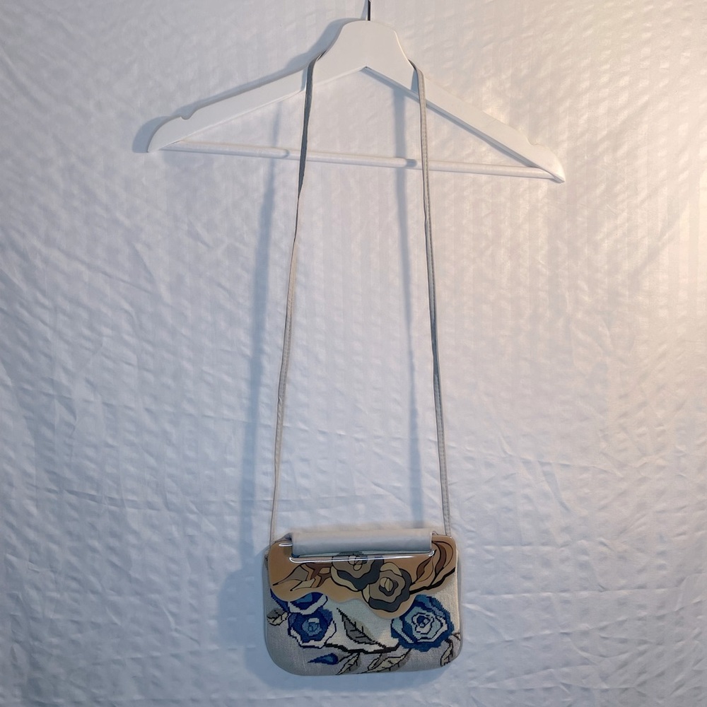 Vintage 1980’s Hand Painted Needlepoint Moonbag by Patricia Smith